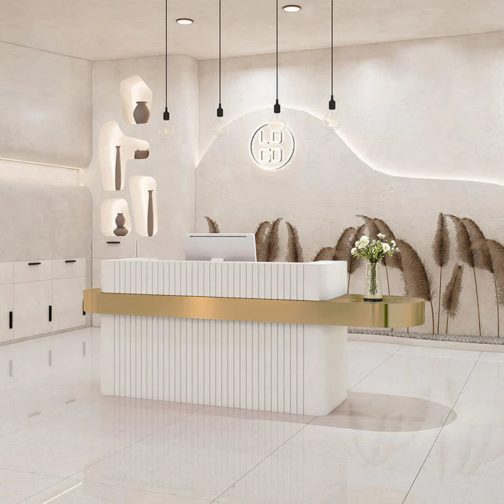 Reception Table: Gold Reception Desk