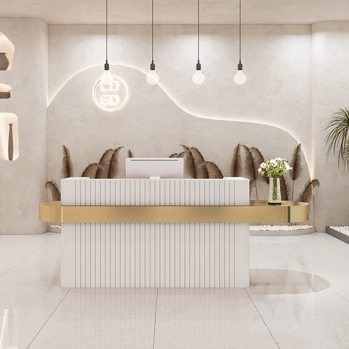 Reception Table: Gold Reception Desk