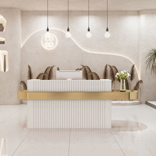 Reception Table: Gold Reception Desk