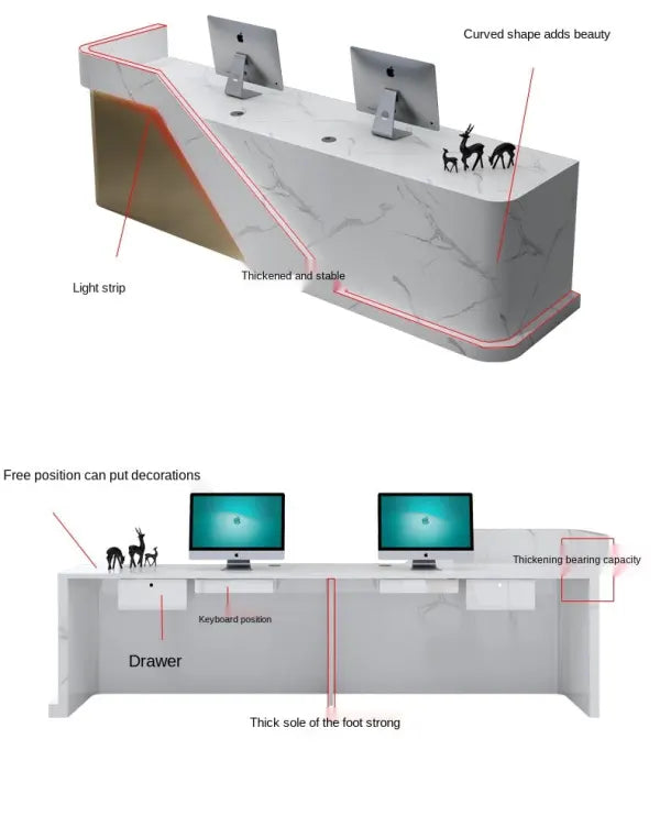 Reception Table: Marble Counter Desk