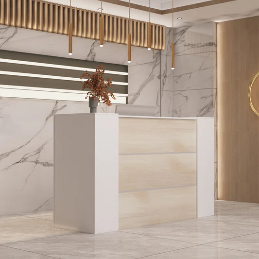 Reception Table: Rectangular Wood Counter Desk