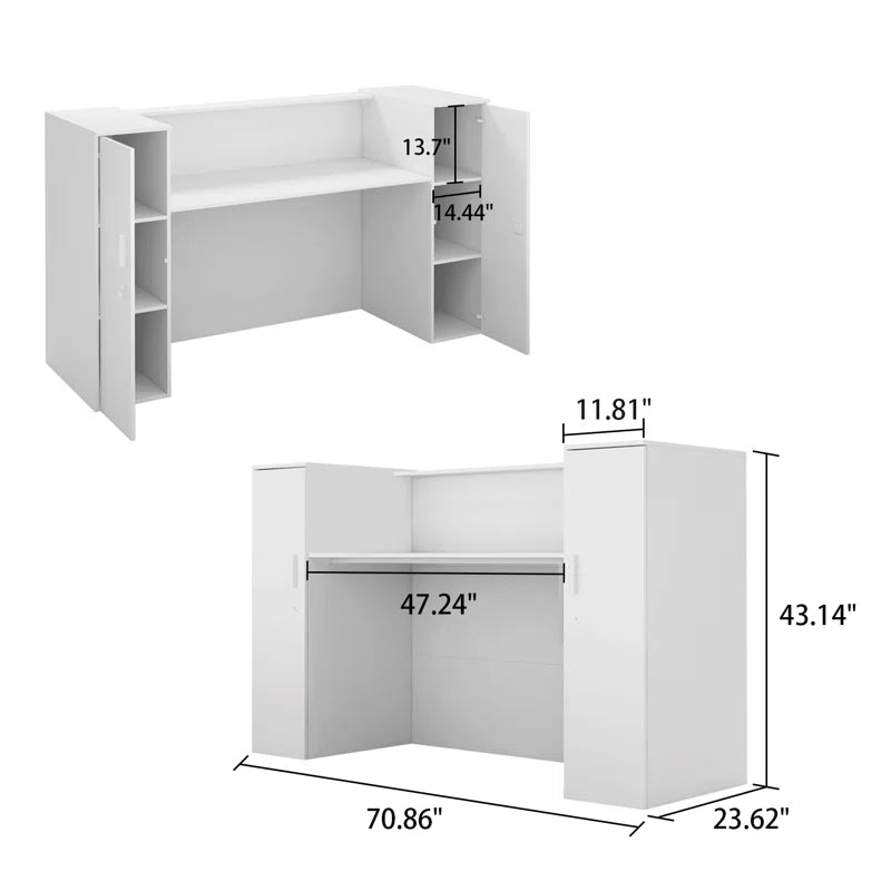 Reception Table: Rectangular Wood Counter Desk