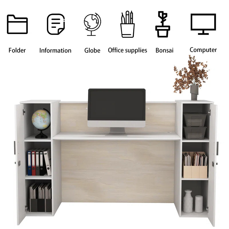 Reception Table: Rectangular Wood Counter Desk