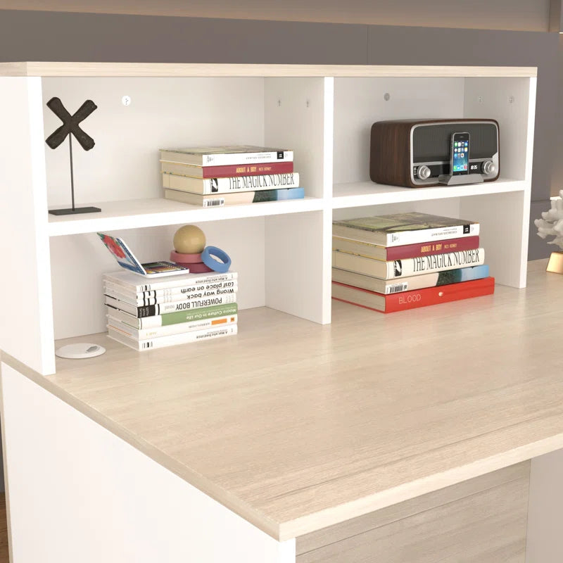 Reception Table: Wood Desk with Filing Cabinet