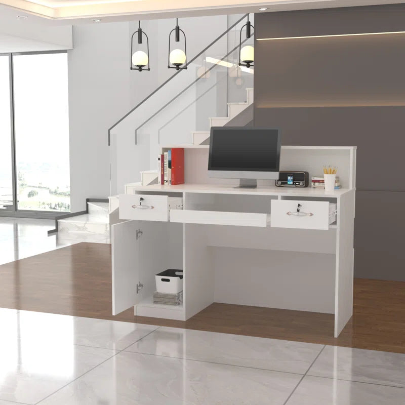 Reception Table: Wooden White Desk