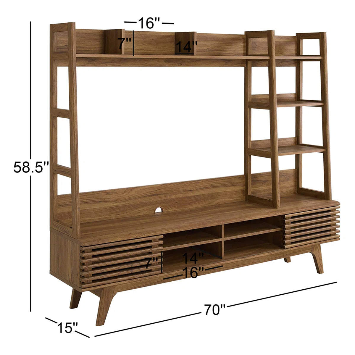 tv panel: Modern tv panel with open shelves and clean design