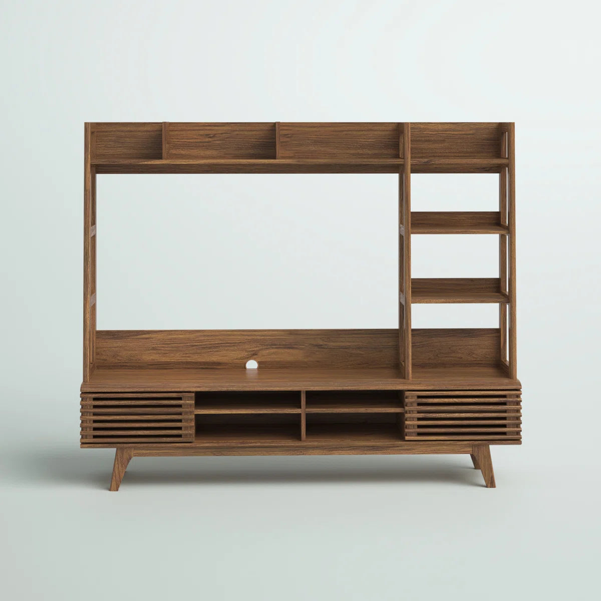 tv panel: Modern tv panel with open shelves and clean design