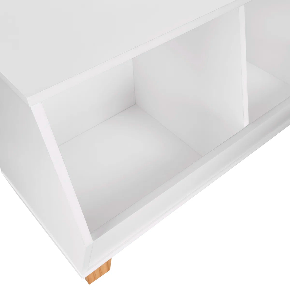Kids Toy Storage Unit: 26.5'' Wide White Wooden Organiser with 2 Compartments & Pine Legs