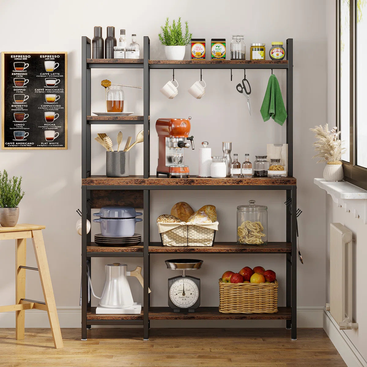 Kitchen Racks: 43.3'' Standard Baker's Rack Made of Steel and Compatible with Microwaves