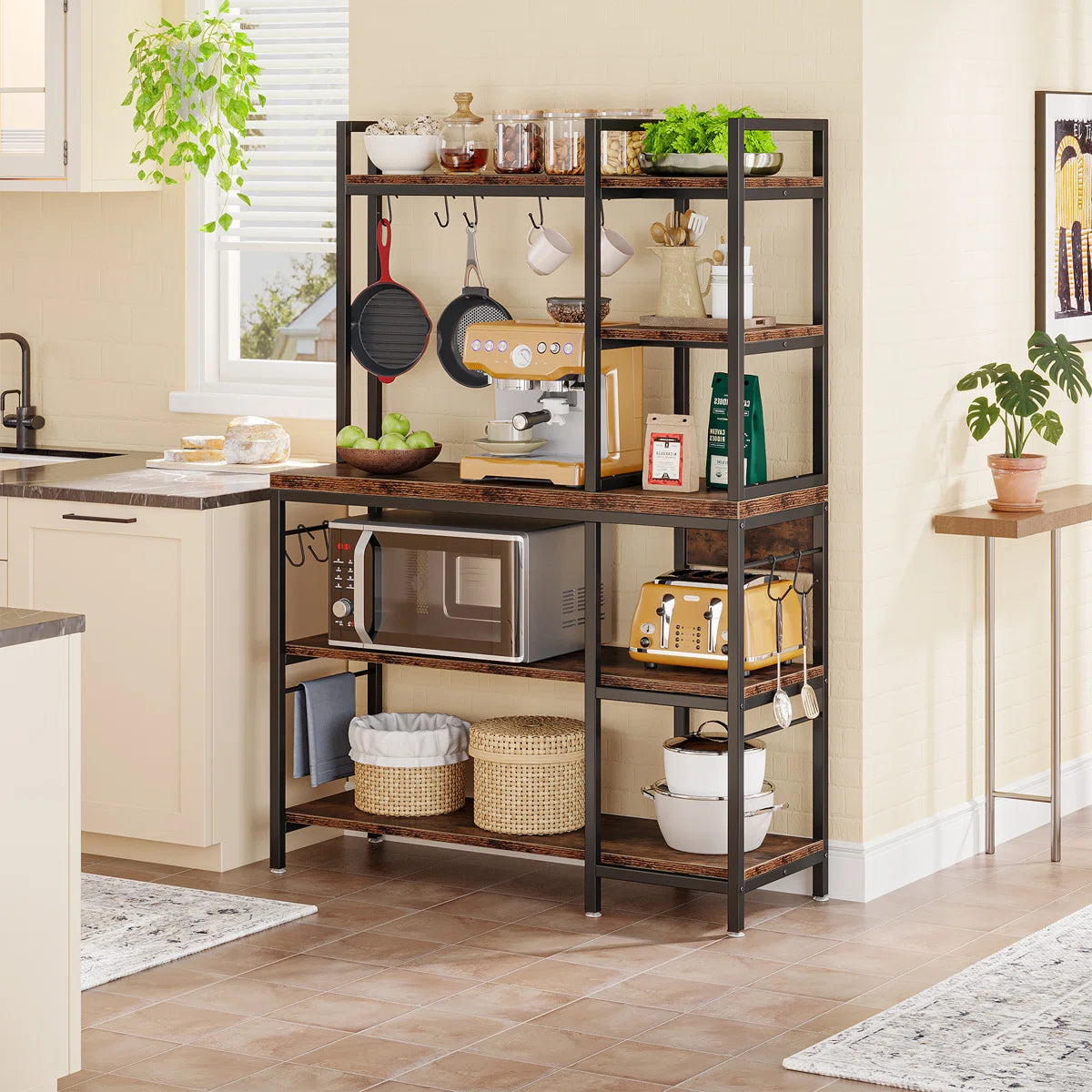 Kitchen Racks: 43.3'' Standard Baker's Rack Made of Steel and Compatible with Microwaves