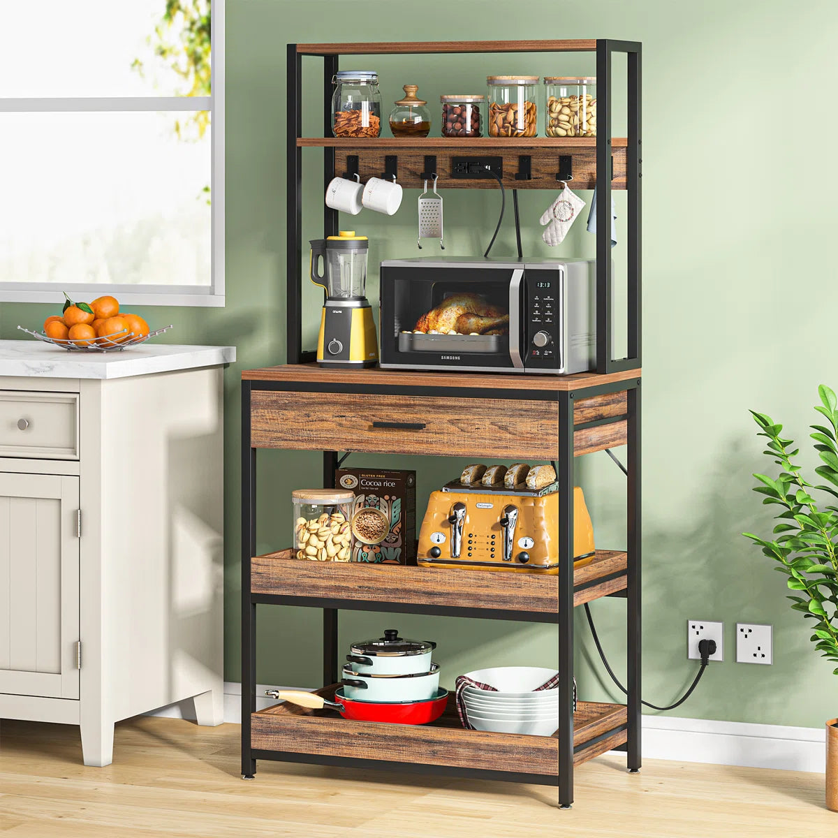 Kitchen Racks: 31.49" Standard Baker's Rack Made of Steel and Compatible with Microwaves