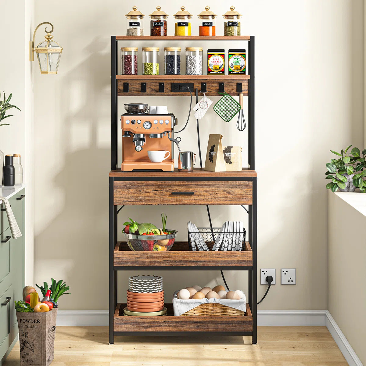 Kitchen Racks: 31.49" Standard Baker's Rack Made of Steel and Compatible with Microwaves