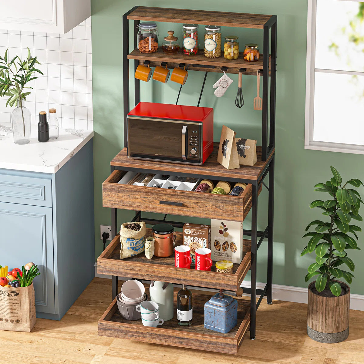 Kitchen Racks: 31.49" Standard Baker's Rack Made of Steel and Compatible with Microwaves
