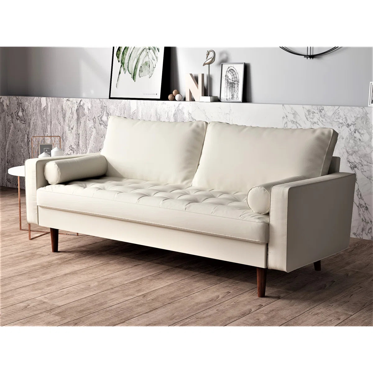 Luxury Sofa Sets: 2-Piece Faux Leather Sofa Set & Loveseat with 2 Toss Pillows