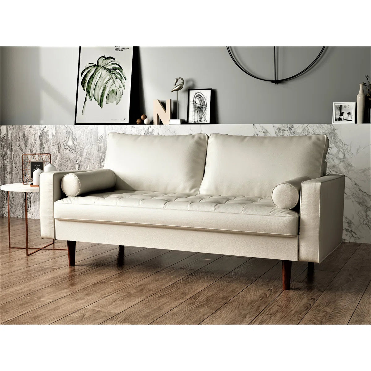 Luxury Sofa Sets: 2-Piece Faux Leather Sofa Set & Loveseat with 2 Toss Pillows
