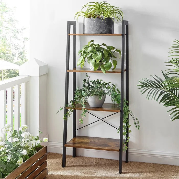 Bookshelf: Rustic Brown Etagere Bookcase