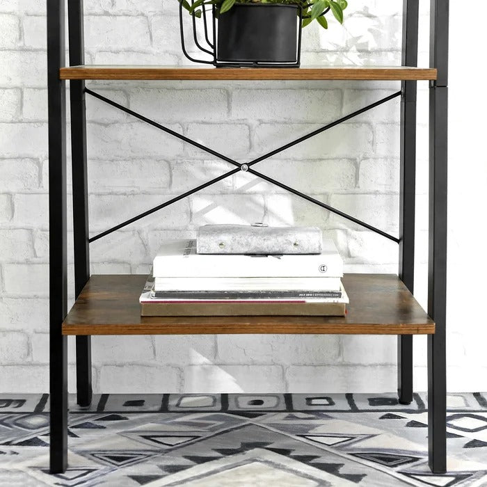 Bookshelf: Rustic Brown Etagere Bookcase
