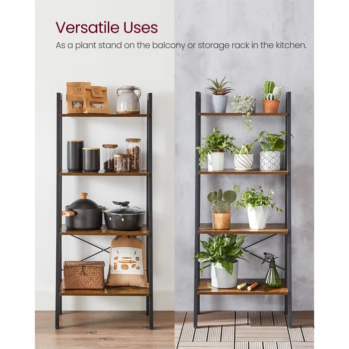 Bookshelf: Rustic Brown Etagere Bookcase