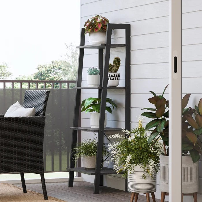 Bookshelf: Rustic Brown Etagere Bookcase