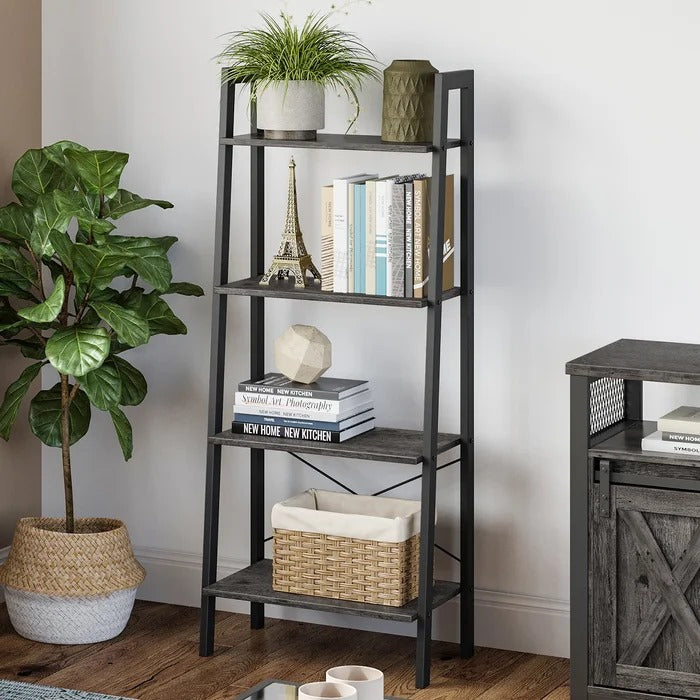 Bookshelf: Rustic Brown Etagere Bookcase