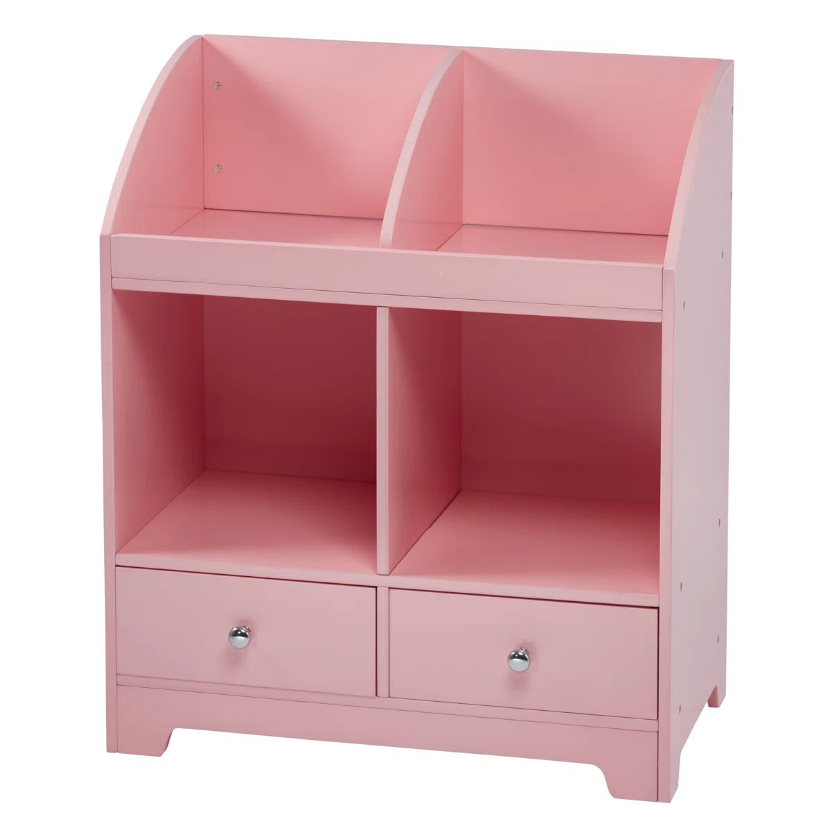 Kids Toy Storage Unit: 3-Tier Wooden Mixed Storage Cubby with Drawers – Pink
