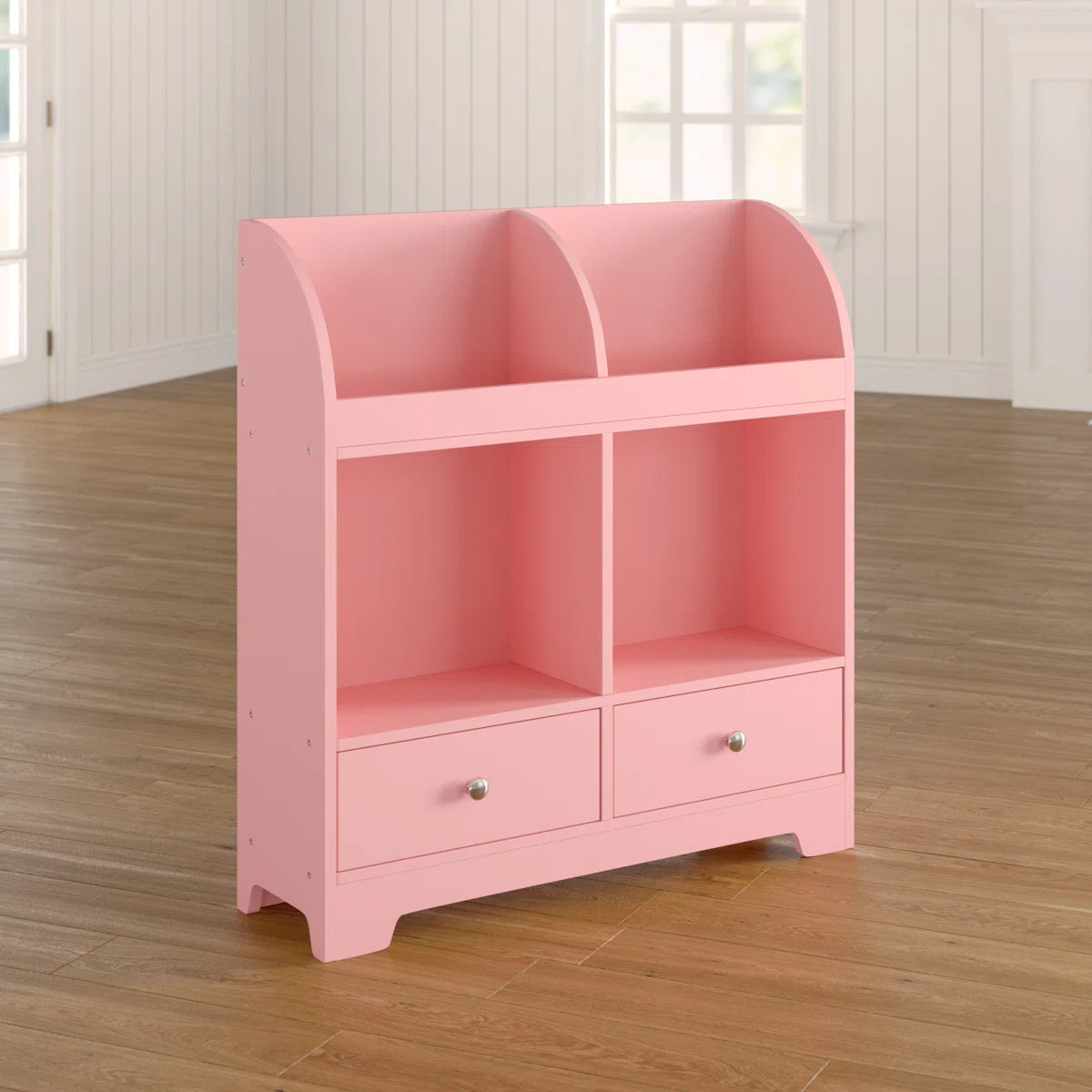 Kids Toy Storage Unit: 3-Tier Wooden Mixed Storage Cubby with Drawers – Pink