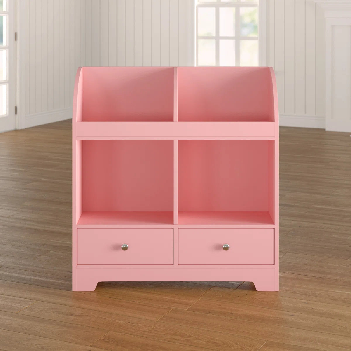 Kids Toy Storage Unit: 3-Tier Wooden Mixed Storage Cubby with Drawers – Pink