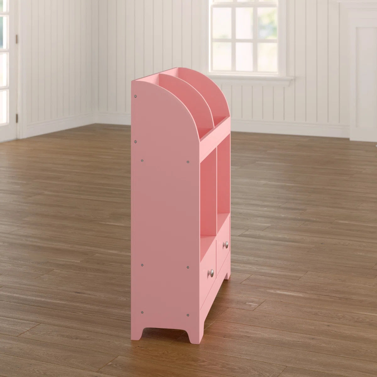 Kids Toy Storage Unit: 3-Tier Wooden Mixed Storage Cubby with Drawers – Pink