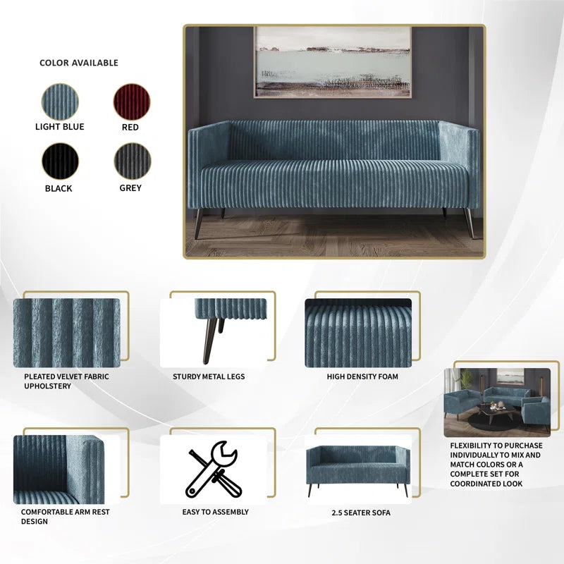 Luxury Sofa Sets: 3-Piece Velvet Sofa Set with Chair, Loveseat & Sofa in Stylish Vertical Design