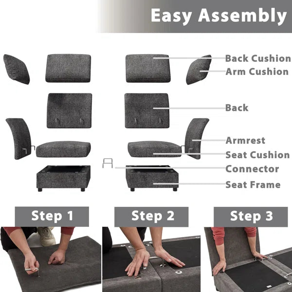 Sectional Sofa- 3 Seater Sofa Couch for Living Room