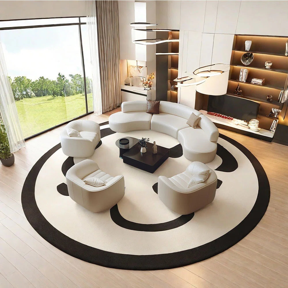 7 Seater Sofa Set: Semi-Circular Curved Movable Corner Sofa Set