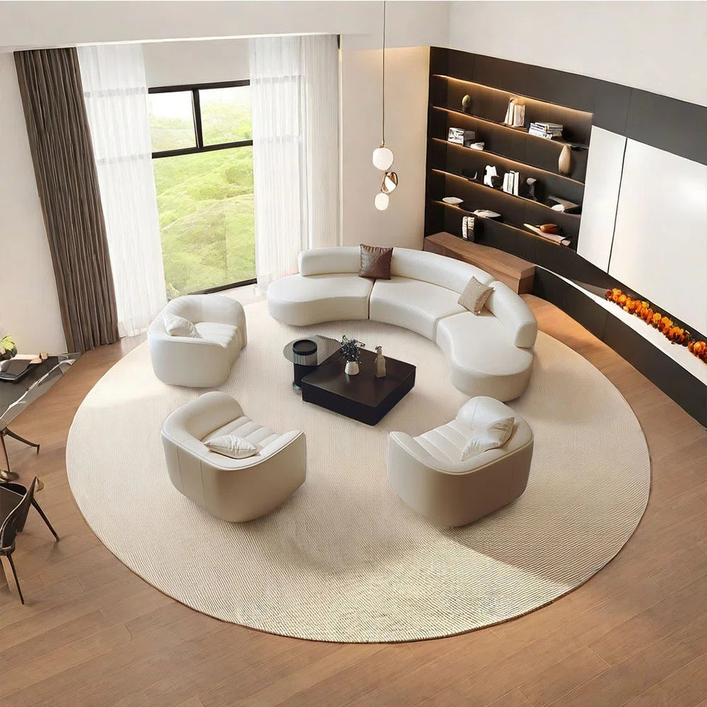 7 Seater Sofa Set: Semi-Circular Curved Movable Corner Sofa Set