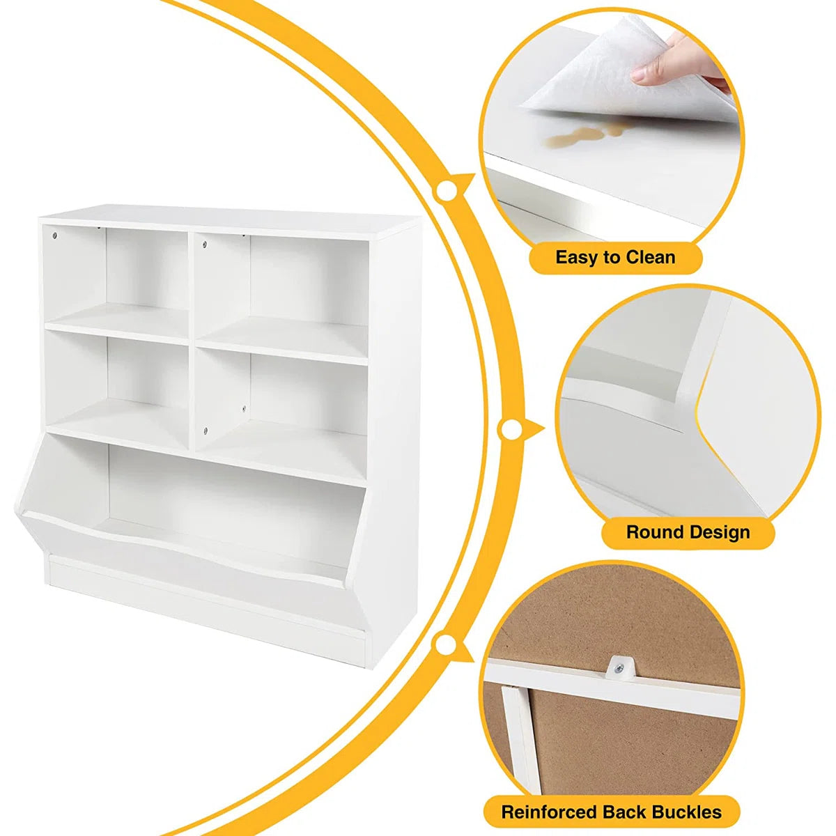 Kids Toy Storage Unit: Multifunctional Organiser with Heart Cutouts & Bottom Bin