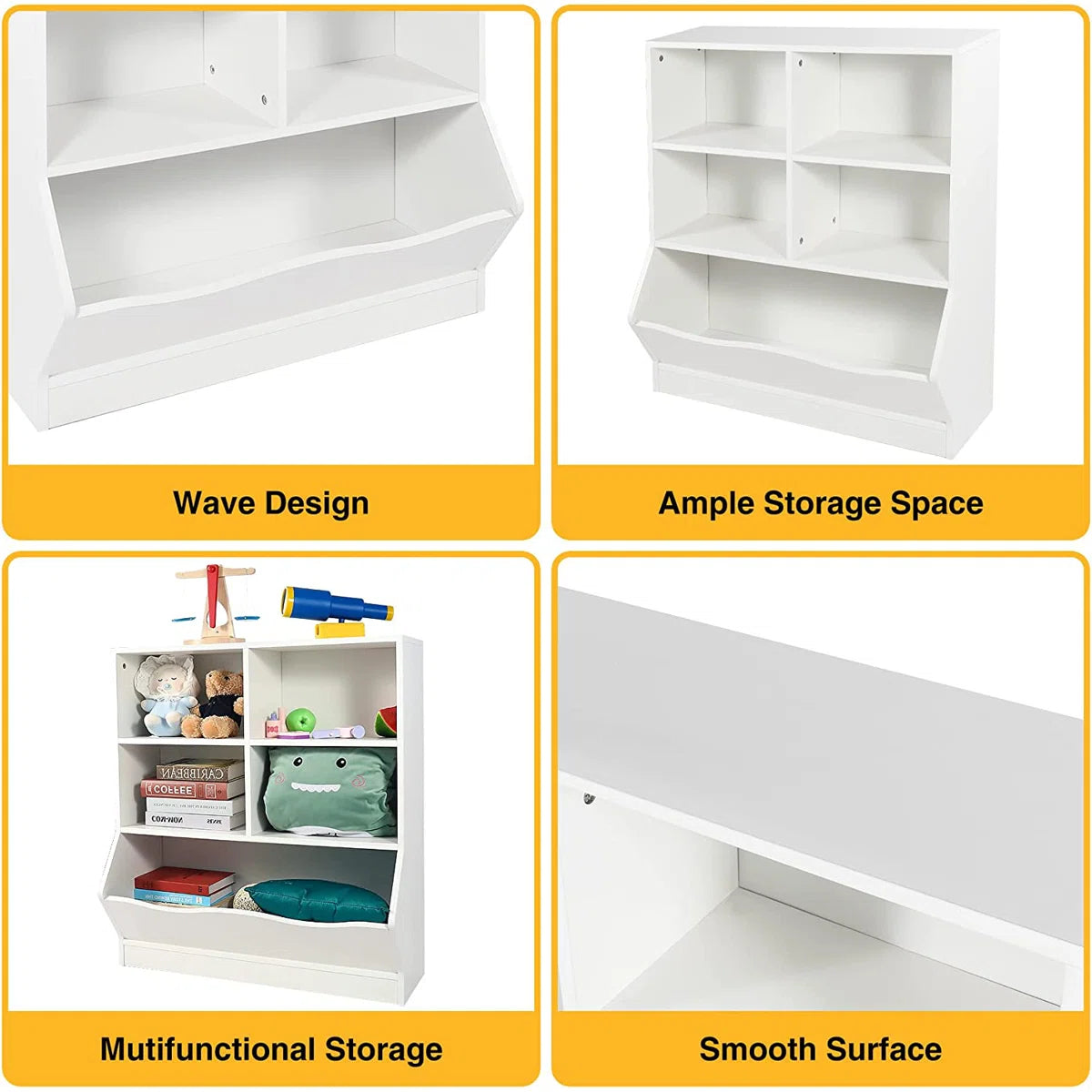 Kids Toy Storage Unit: Multifunctional Organiser with Heart Cutouts & Bottom Bin