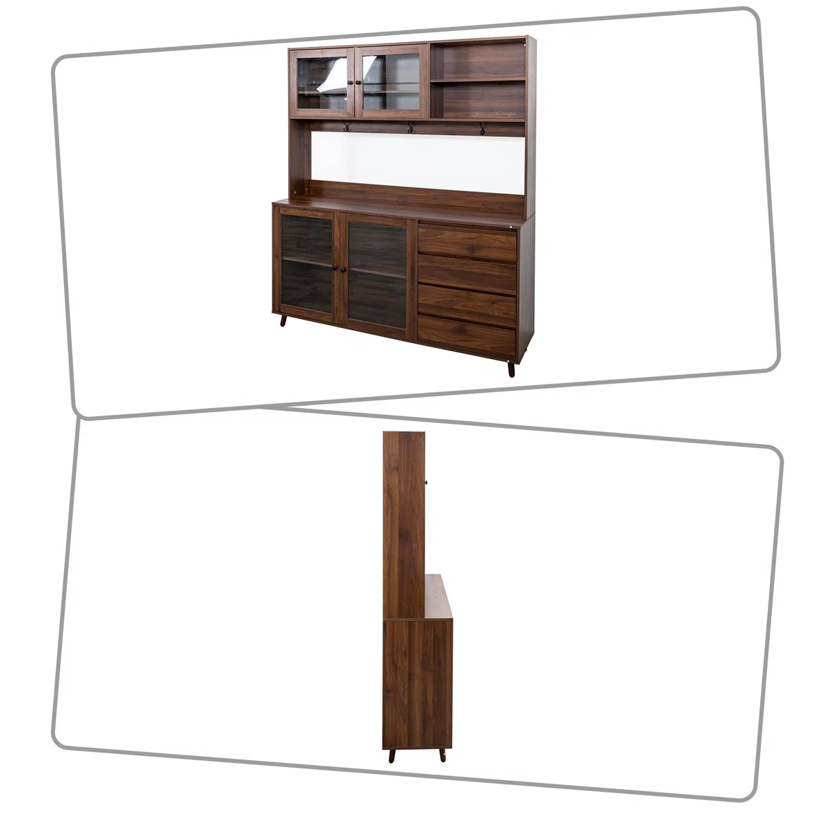 Microwave Stands: Stylish Sideboard Cabinet with Shelves, Space Drawers, and Glass Doors