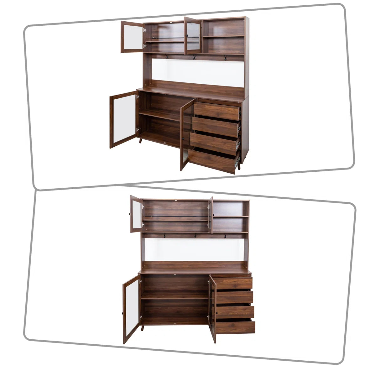 Microwave Stands: Stylish Sideboard Cabinet with Shelves, Space Drawers, and Glass Doors