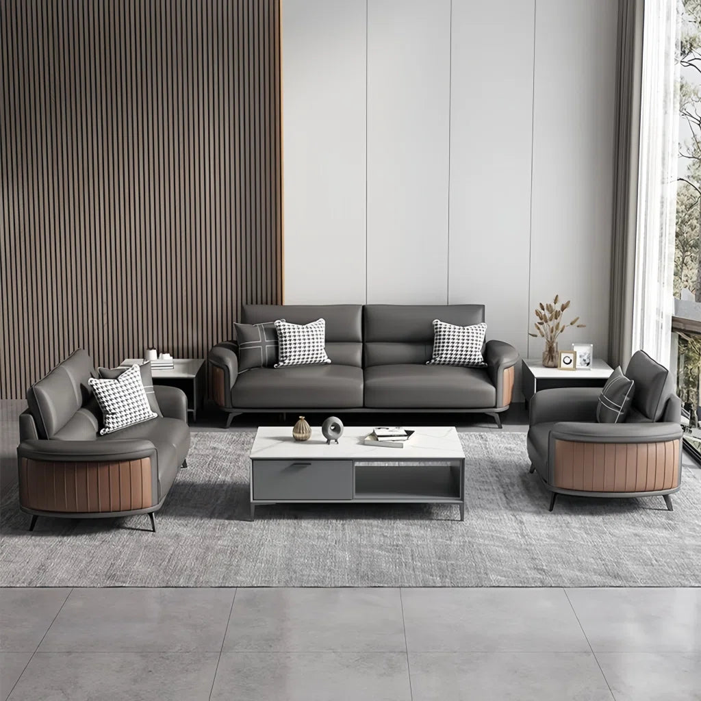 7 Seater Sofa Set: Simple Solid Wood Sofa Combination for Timeless Living Room Style