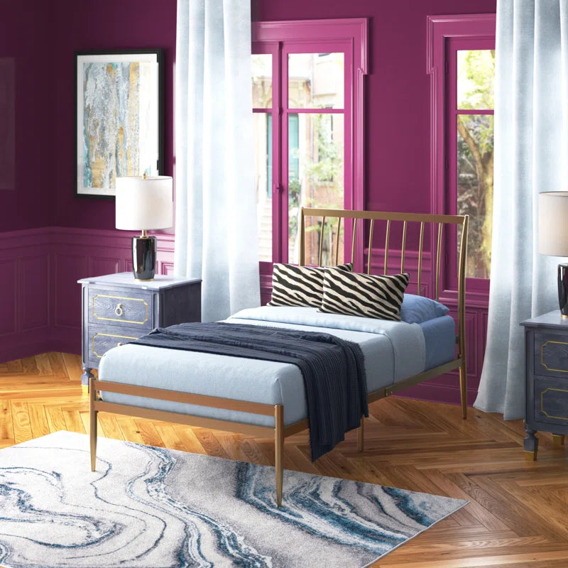 Single Bed: Metal Bed Gold