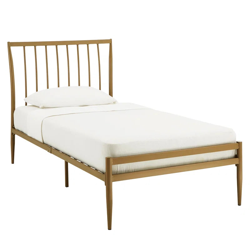Single Bed: Metal Bed Gold