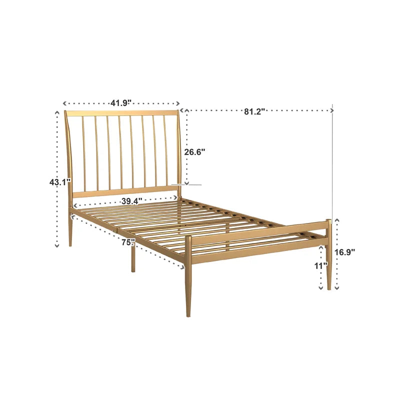 Single Bed: Metal Bed Gold