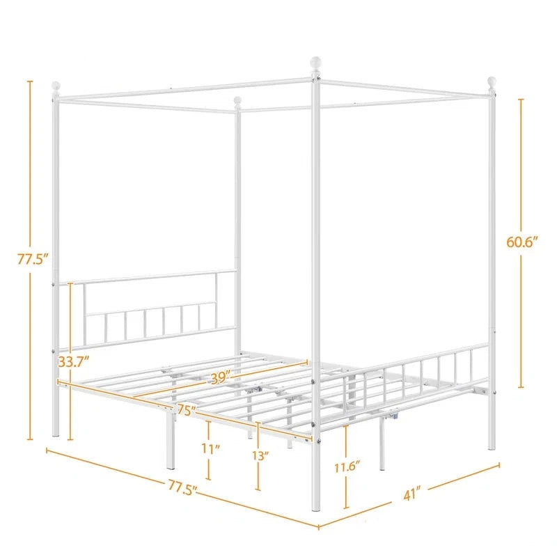 Single Bed: Metal Poster Bed