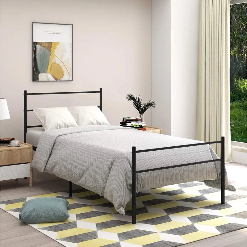 Single Bed: Modular Black Metal Bed