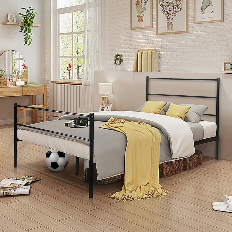 Single Bed: Modular Black Metal Bed