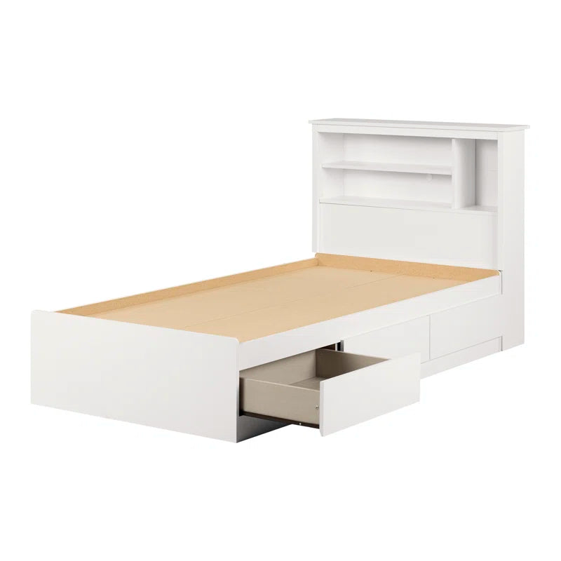 Single Bed: Platform Bed With Headboard Storage