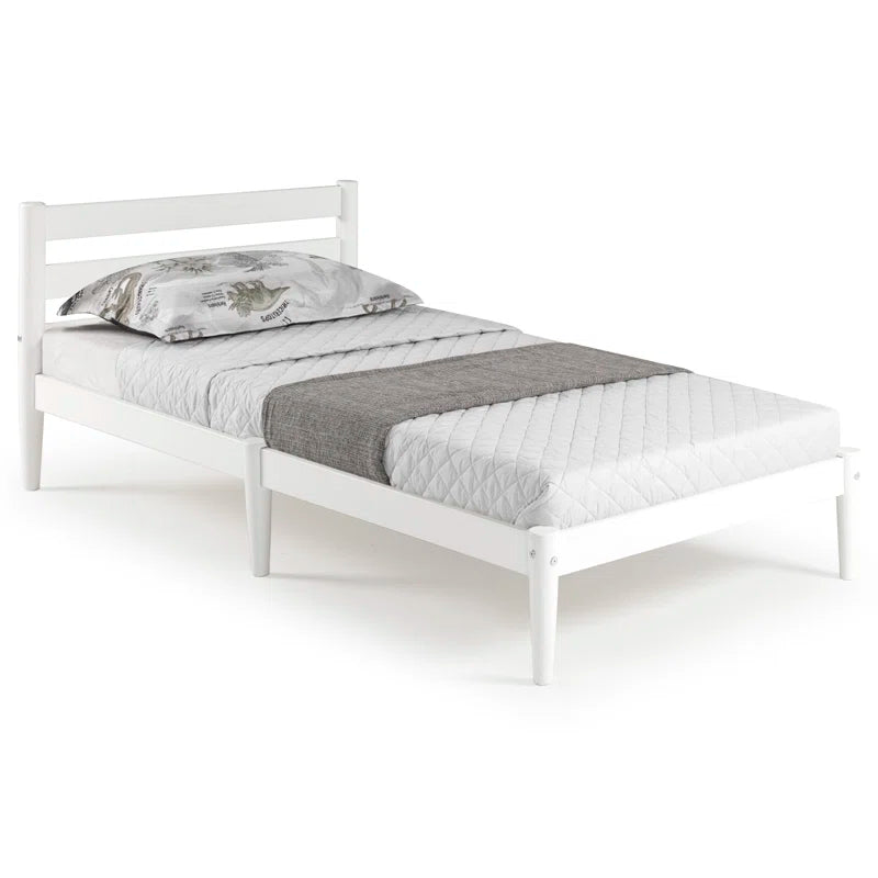 Single Bed: Solid Wood Bed White
