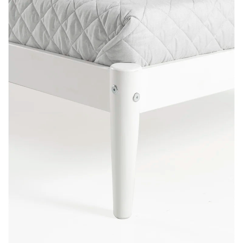 Single Bed: Solid Wood Bed White