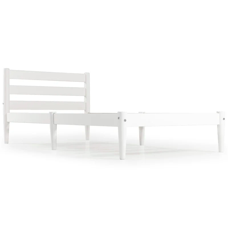 Single Bed: Solid Wood Bed White