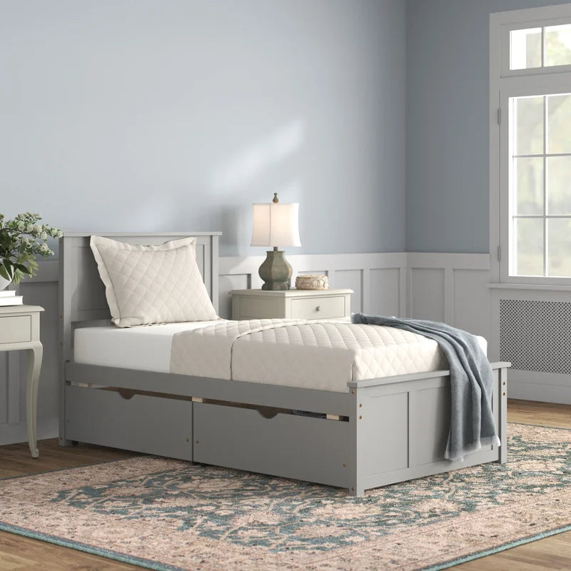 Single Bed: Solid Wood Storage Bed