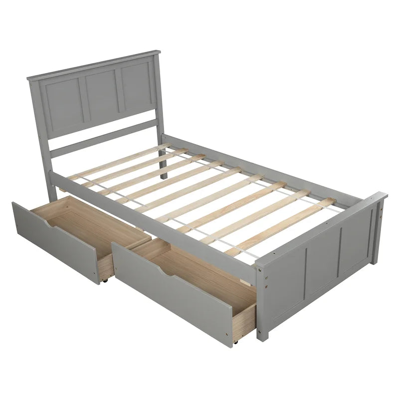 Single Bed: Solid Wood Storage Bed