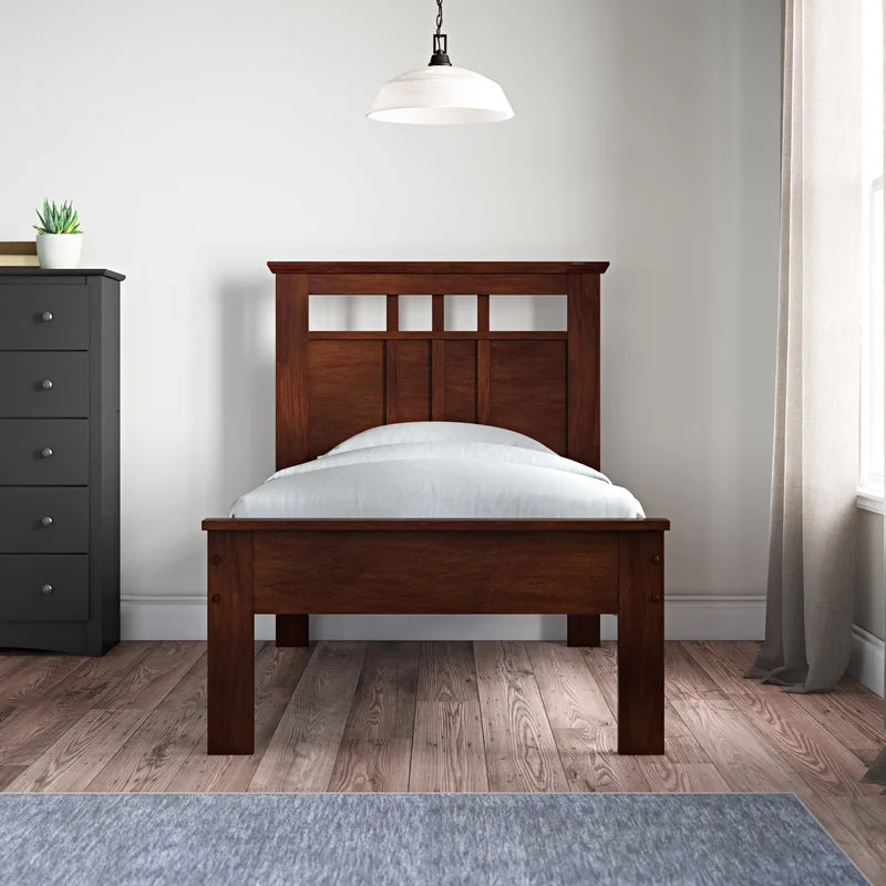 Single Bed: Solid Wooden Poster Bed